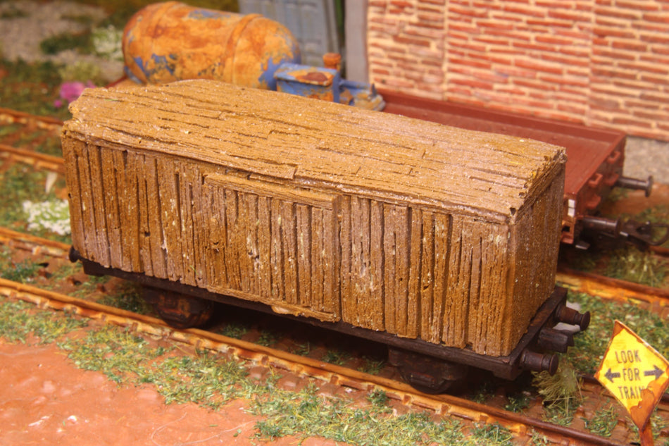 Damaged Wooden Boxcar- H0 Scale