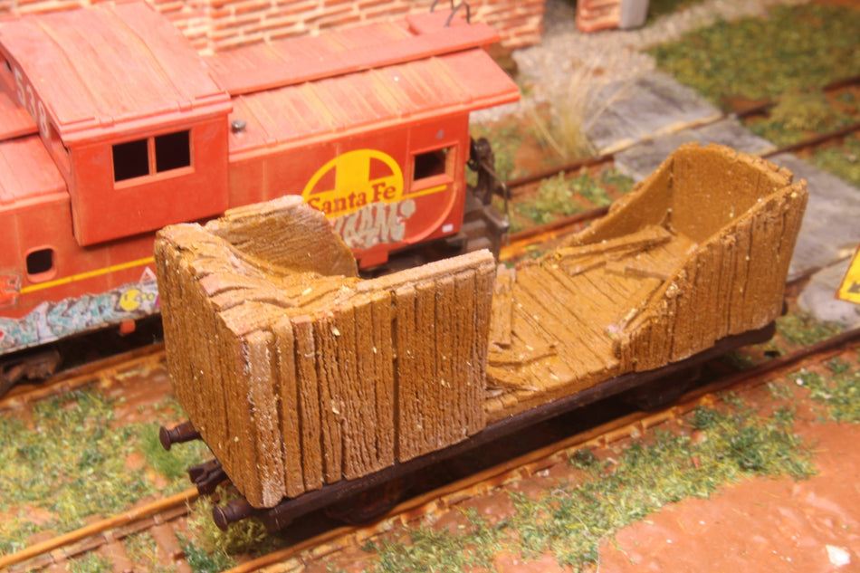 Demolished Wooden Boxcar- H0 Scale