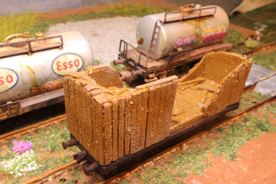 Demolished Wooden Boxcar- H0 Scale