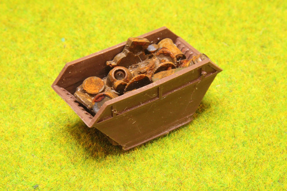 Brown Small Container with Iron Scrapmetal- H0 Scale