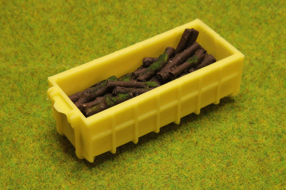 Yellow High Container with Tree Branches - H0 Scale