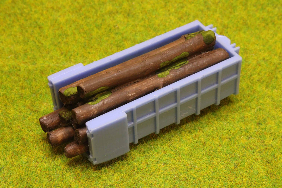 Blue High Container with Tree Trunks - H0 Scale