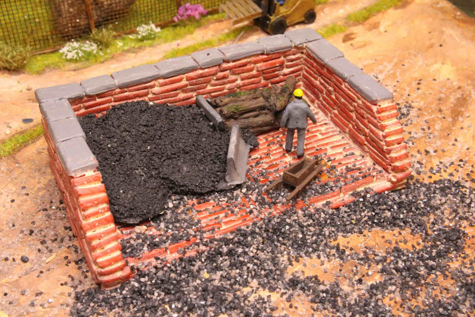 Brickwork Coal Storage With Coal and Wood- H0 Scale