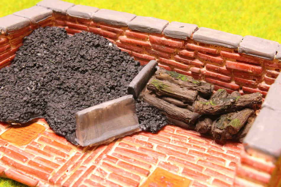 Brickwork Coal Storage With Coal and Wood- H0 Scale