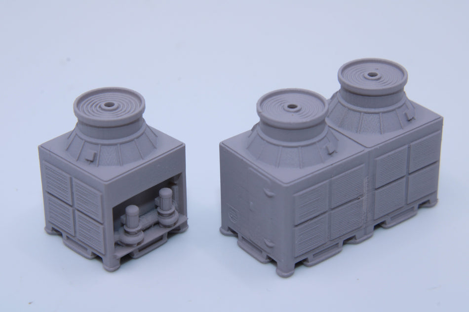 N Scale Square Cooling Towers – Industrial Cooling Units - 1 Single + 1 Double (Set)
