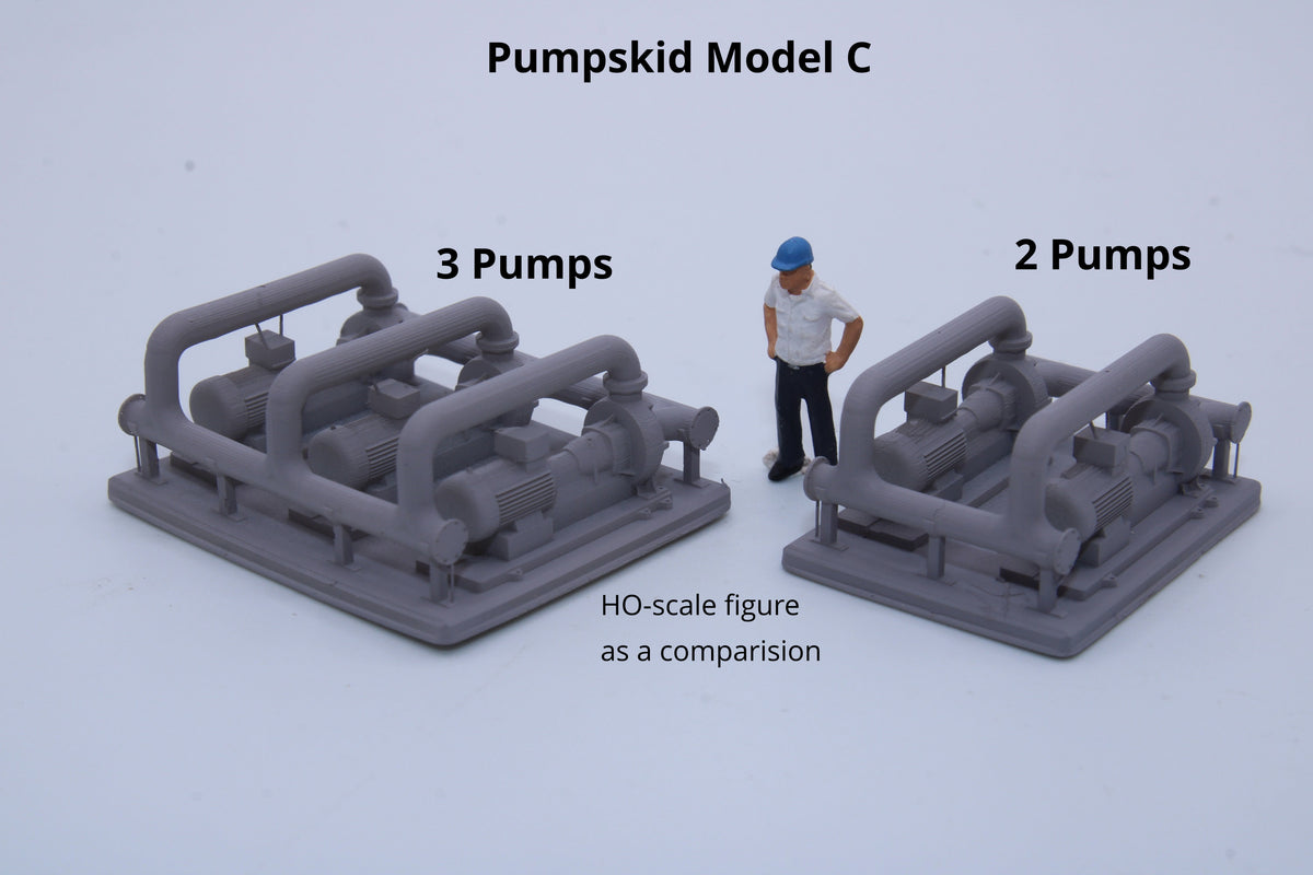 Pumps Scale Draw Pumpskid with 2 or 3 pumps Model C - HO scale – Feisters Miniatures