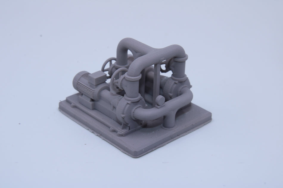 Industrial Pumpskid with 2 Pumps and Valves – Resin Model - All Scales