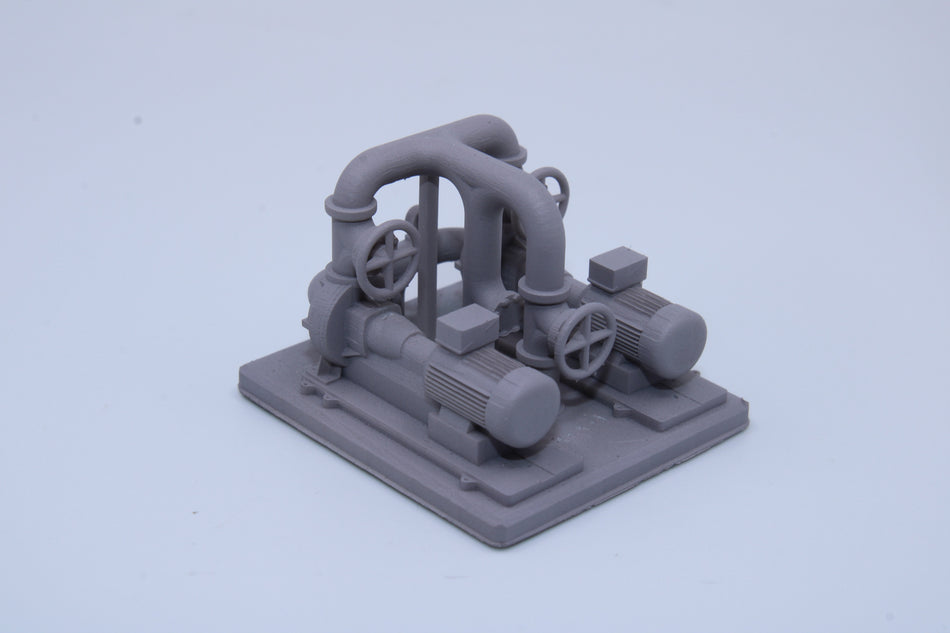 Industrial Pumpskid with 2 Pumps and Valves – Resin Model - All Scales