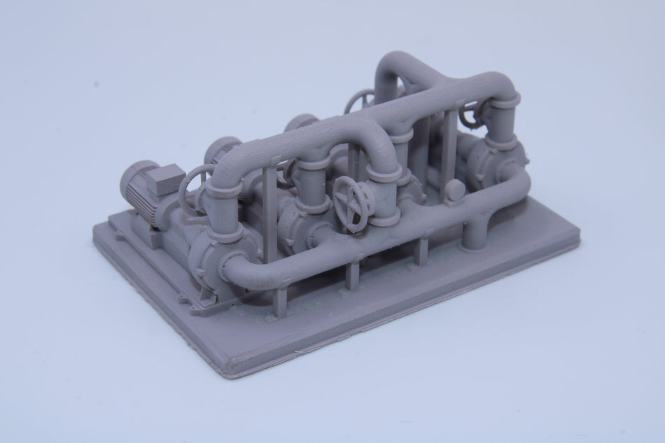 Industrial Pumpskid with 7 Pumps and Valves – Resin Model - All Scales