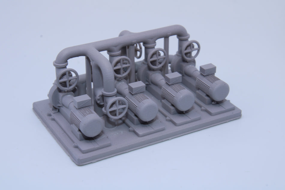 Industrial Pumpskid with 7 Pumps and Valves – Resin Model - All Scales