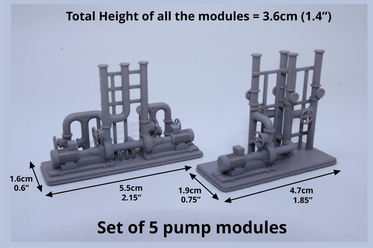 Pipe Module 3000 Set of 5 Industrial Pump & Pipe Modules - HO scale – Feisters Miniatures