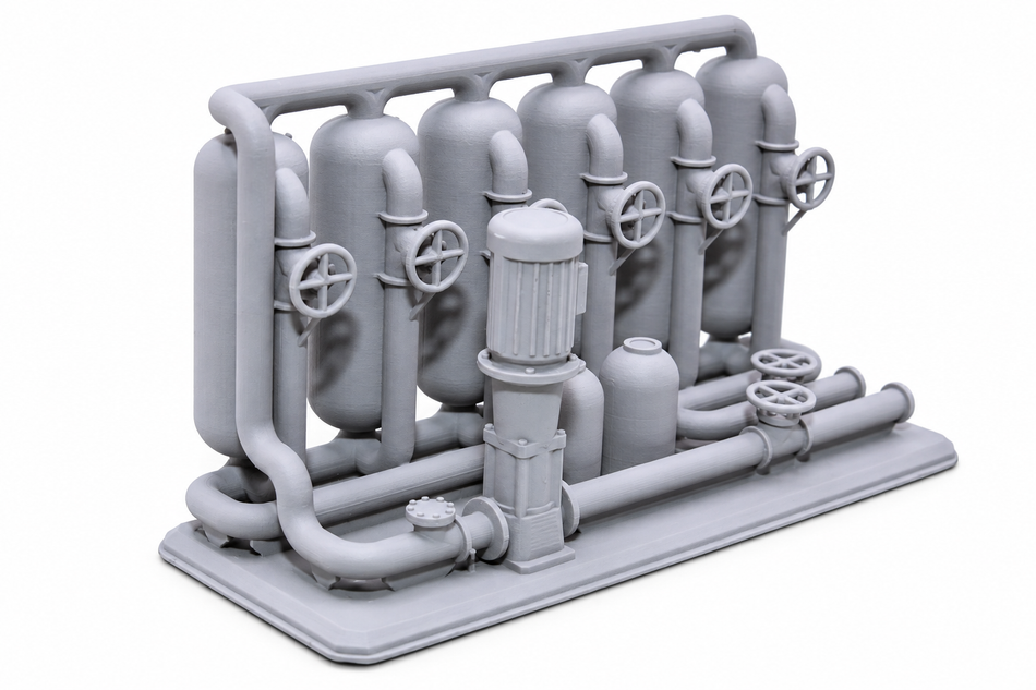 Industrial Filter Installation Miniature | Pump & Filter Skid - HO / S / O Scale