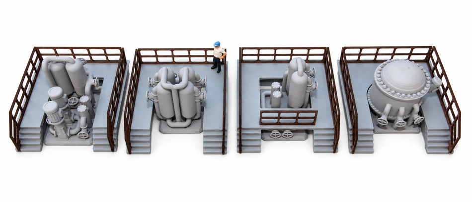 HO Scale Industrial Plant Modules | Factory Machinery & Equipment | 1:87 | 4 Models or Complete Set