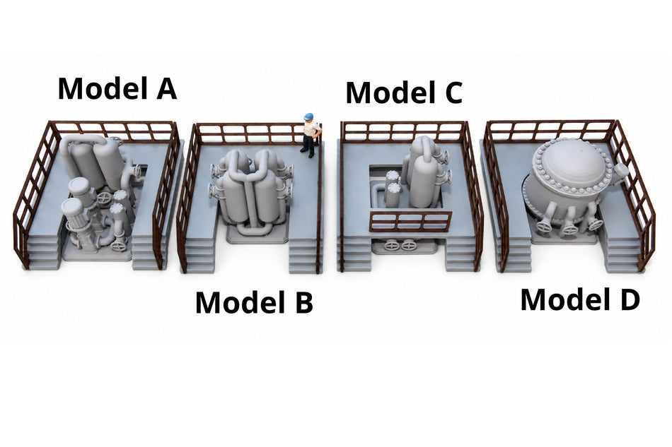 HO Scale Industrial Plant Modules | Factory Machinery & Equipment | 1:87 | 4 Models or Complete Set