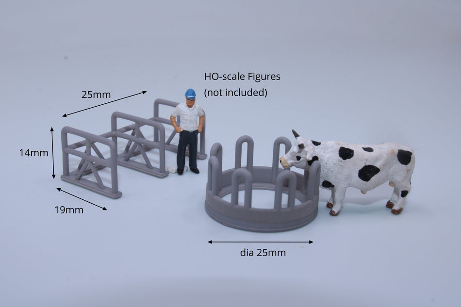 Cow Feeding & Farmyard Accessory Set – 5 Pieces - HO scale