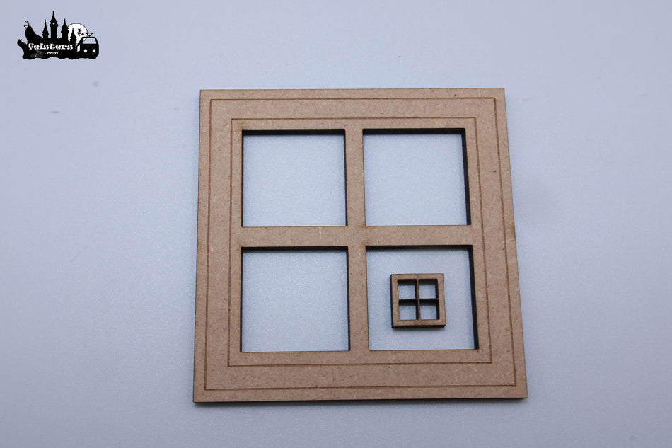 MDF Laser Cut Window Frames – Miniature Square Windows in Multiple Sizes – Craft Supplies for Dollhouses, Dioramas & Models – Window Set